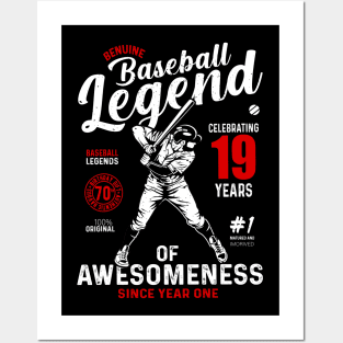 19th Birthday Gift Baseball Legend 70 Years Posters and Art